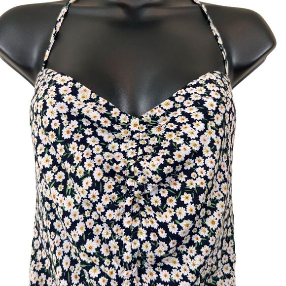 Princess Polly McLeod Blue Floral Drawstring Ruched Halter Ruffle Mini Dress - Picture 3 of 16